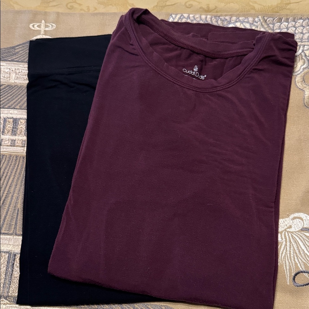 Cuddl Duds Softwear Stretch coordinated long sleeve & leggings set, Size L/M